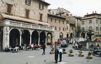 Piazza del Comune. I had lunch on the 1st floor verandah on the left.